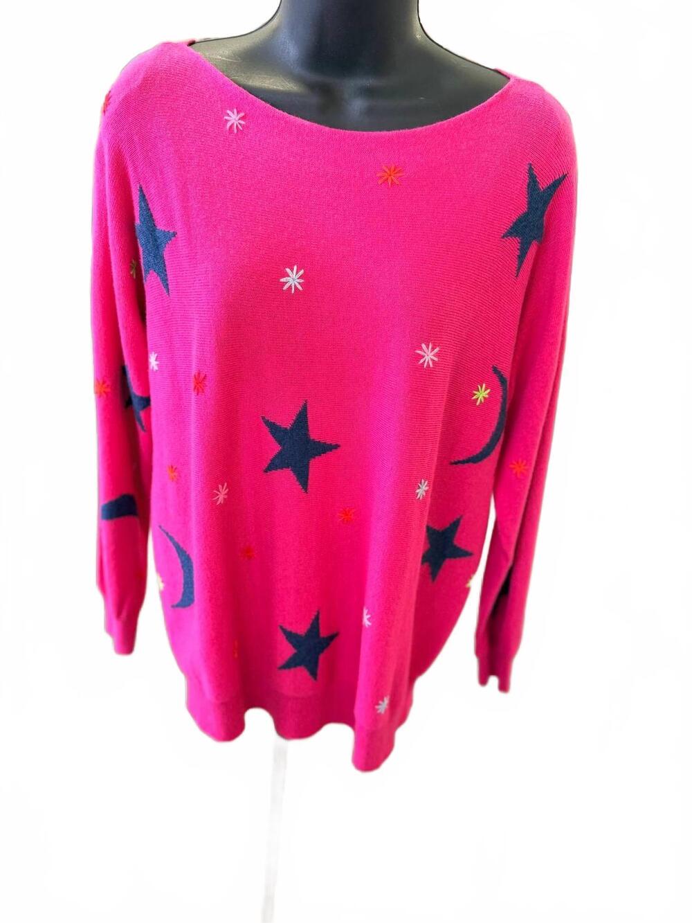 NEW ZAKET & PLOVER women's stella starry night sweater in hot pink